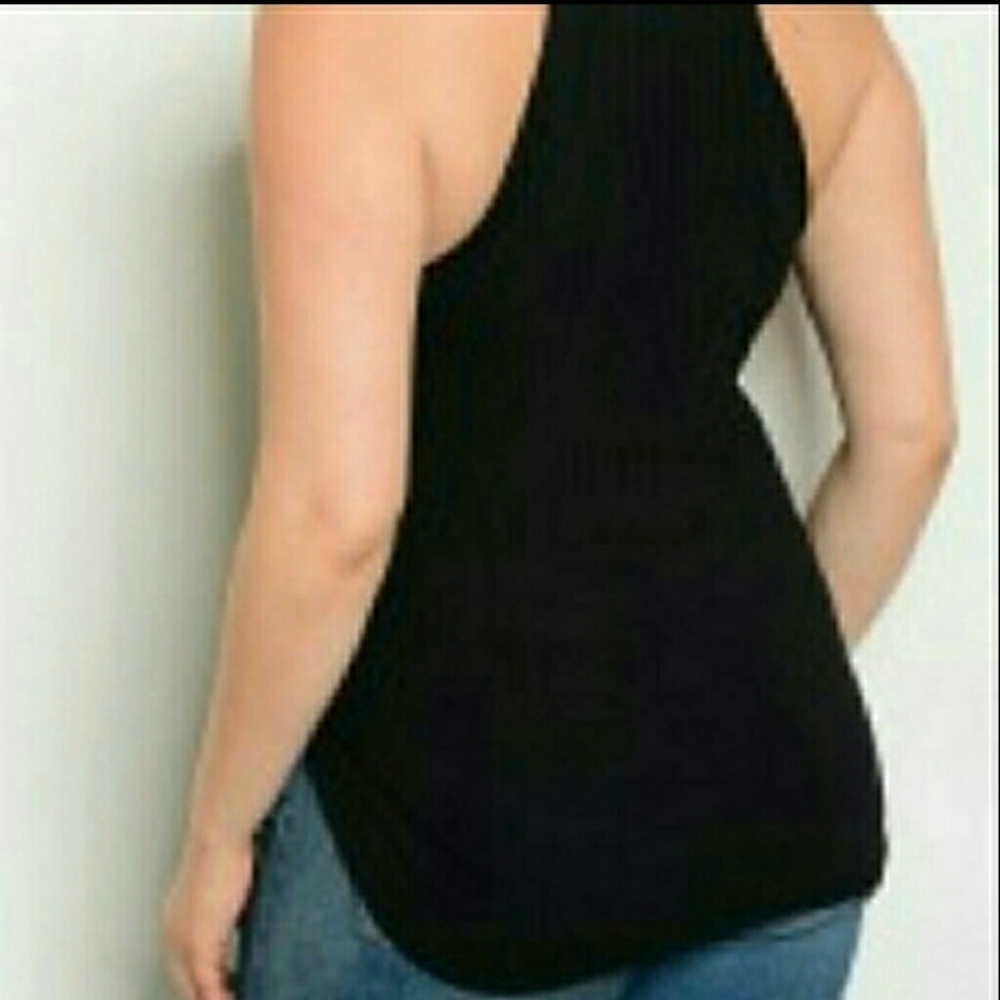 Plus size black racerback tank top - Picture 2 of 9